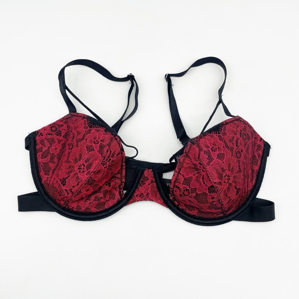 Victoria’s Secret Lined Demi /Demi-Buste Double 34D Black and Red Lace